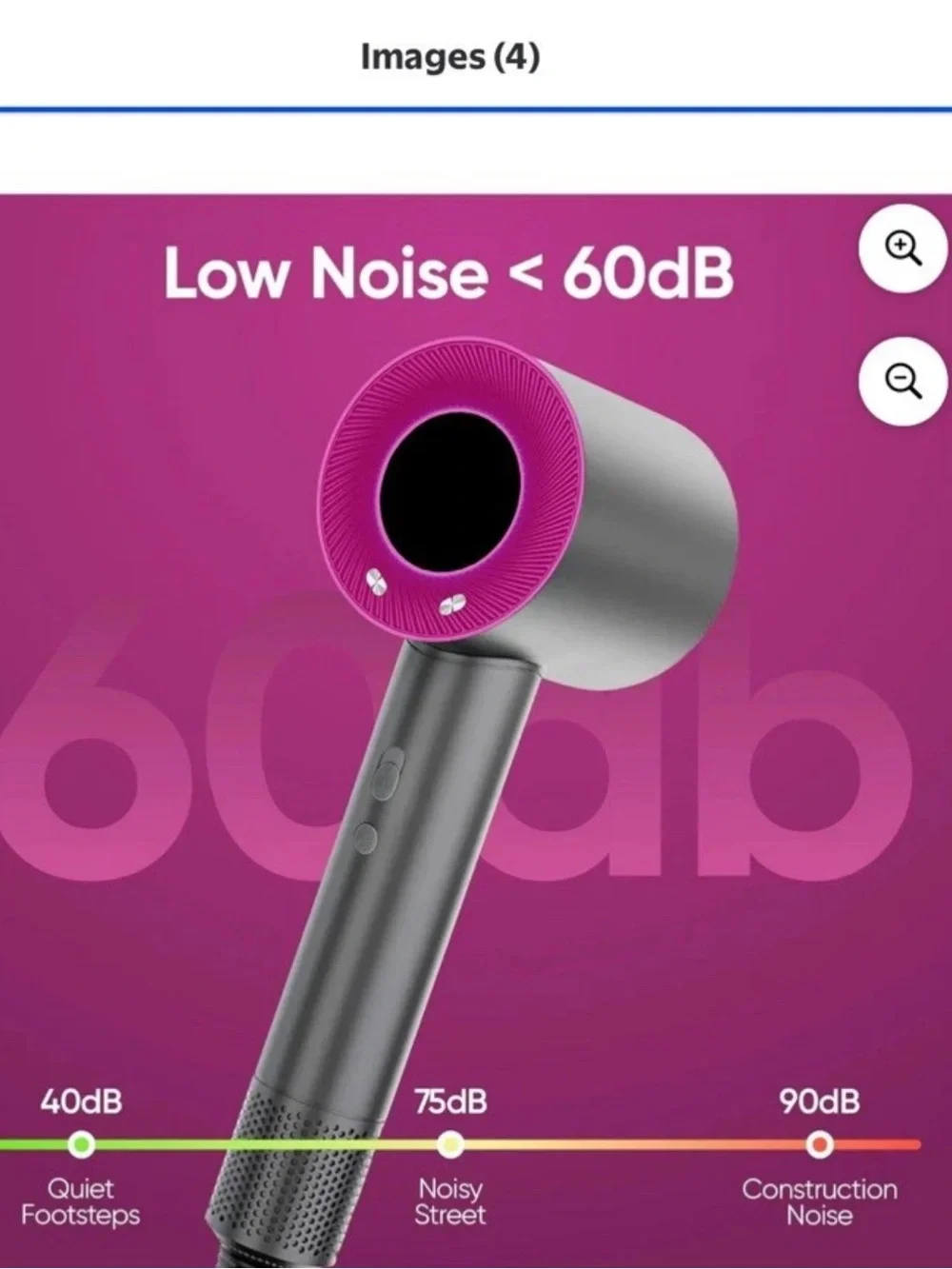 Compact, Lightweight, Temperature Control Hair Dryer with Attachment